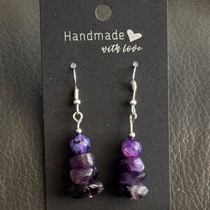 Handmade Amethyst  and Dragon’s Vein Stone Earrings